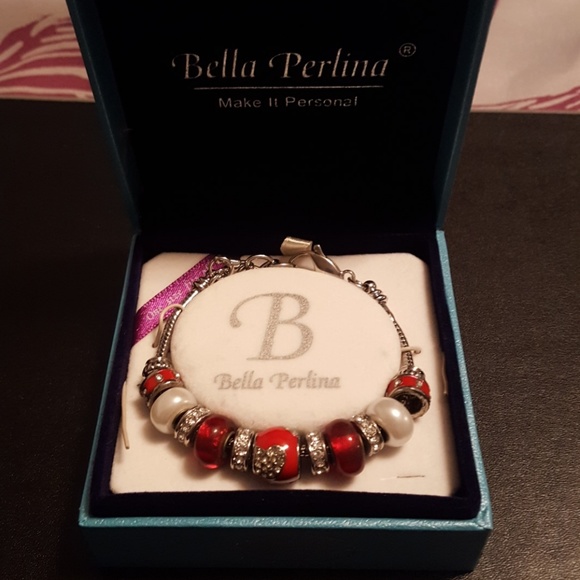 bella Perlina Jewelry - Red silver and white beaded bracelet bella Perlina Jewelry - Red silver and white beaded bracelet